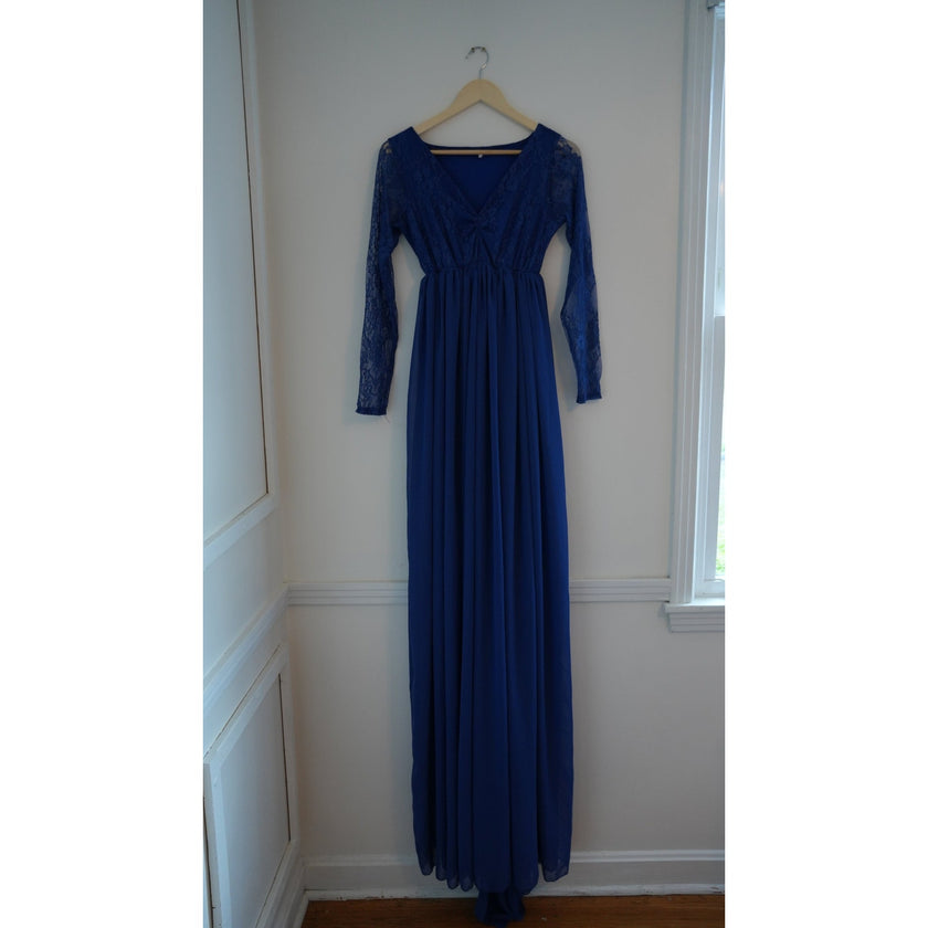 Long Sleeve Blue Formal Dress Size Medium