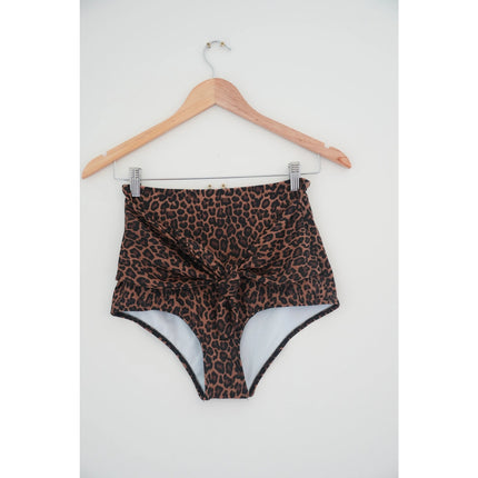 Kortni Jeane Front Tie Leopard Bikini Bottoms Size Small