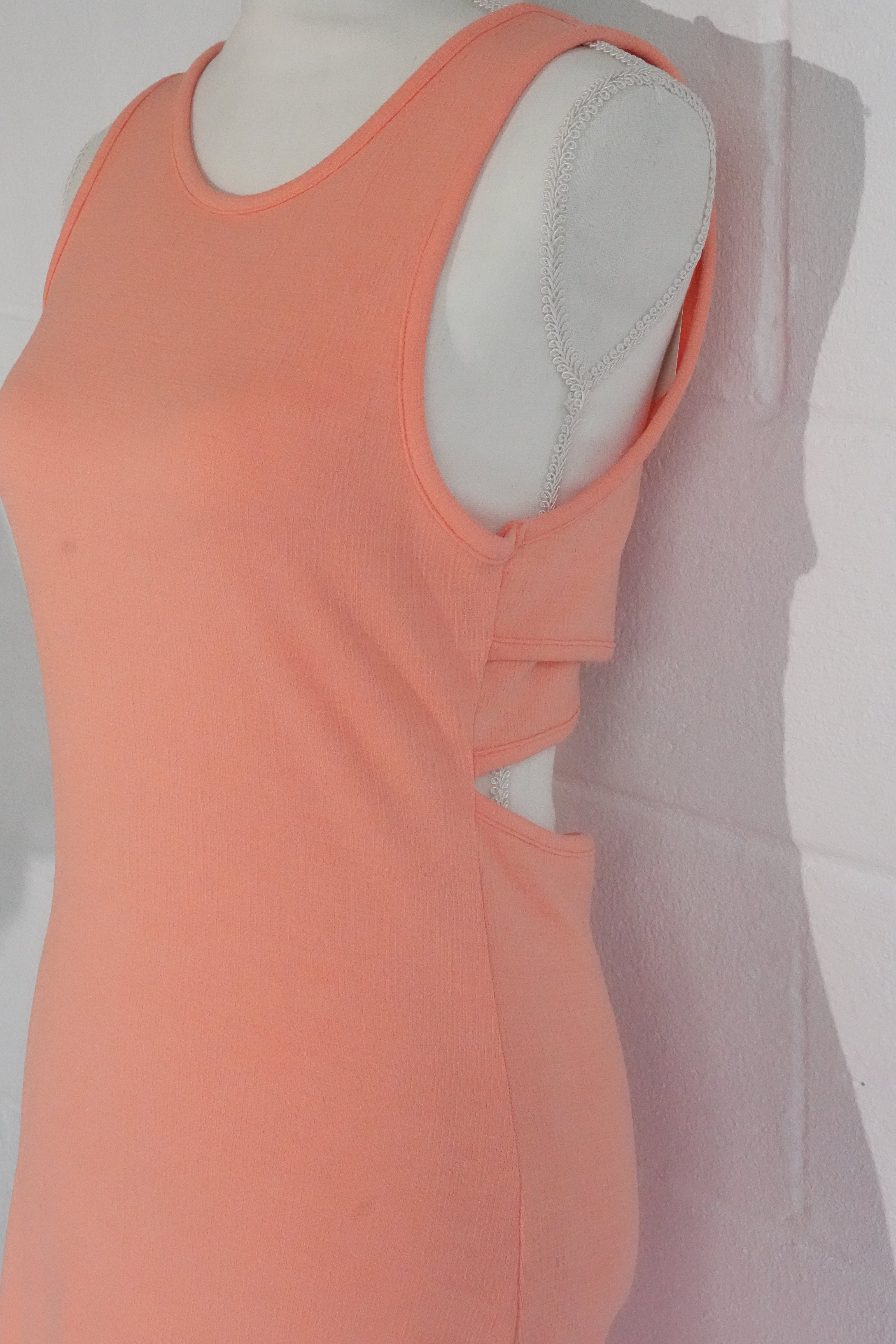 Roxy Maxi Dress Women Medium Peach Sleeveless Cut-Out Open Back Side Slit