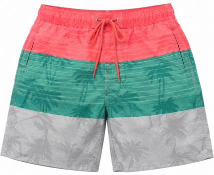 Coral Men's Swimming Elastic Stripe Boardshorts