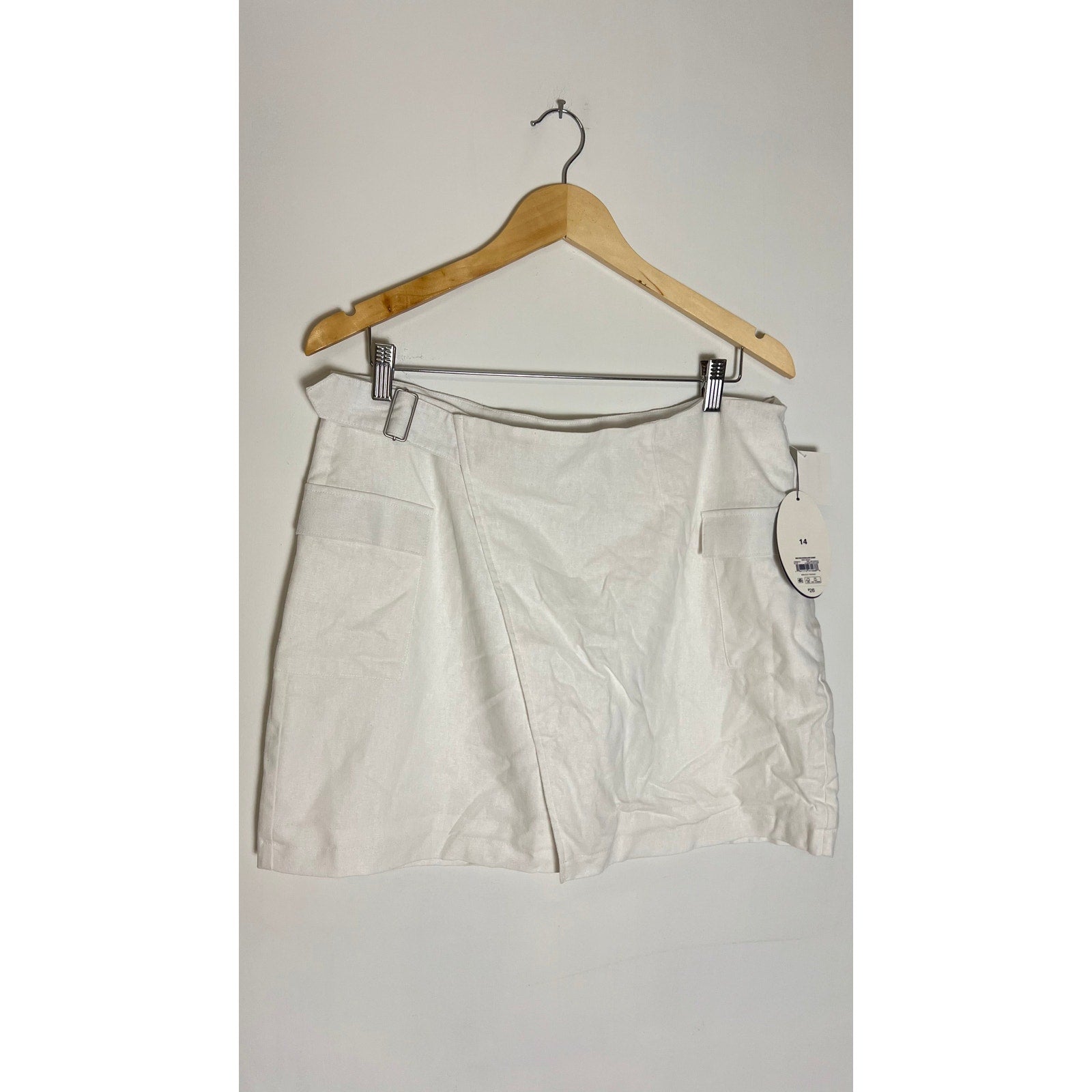 Scoop White Belted Envelope Mini Skirt Size 14