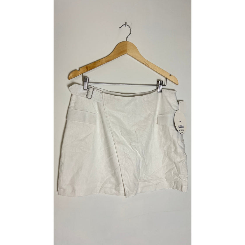 Scoop White Belted Envelope Mini Skirt Size 14