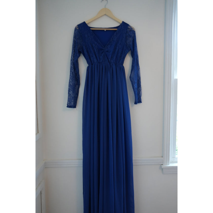 Long Sleeve Blue Formal Dress Size Medium