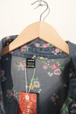 SHEIN Button Down Shirt Women X-Large Blue Floral Fringe Western Denim Top
