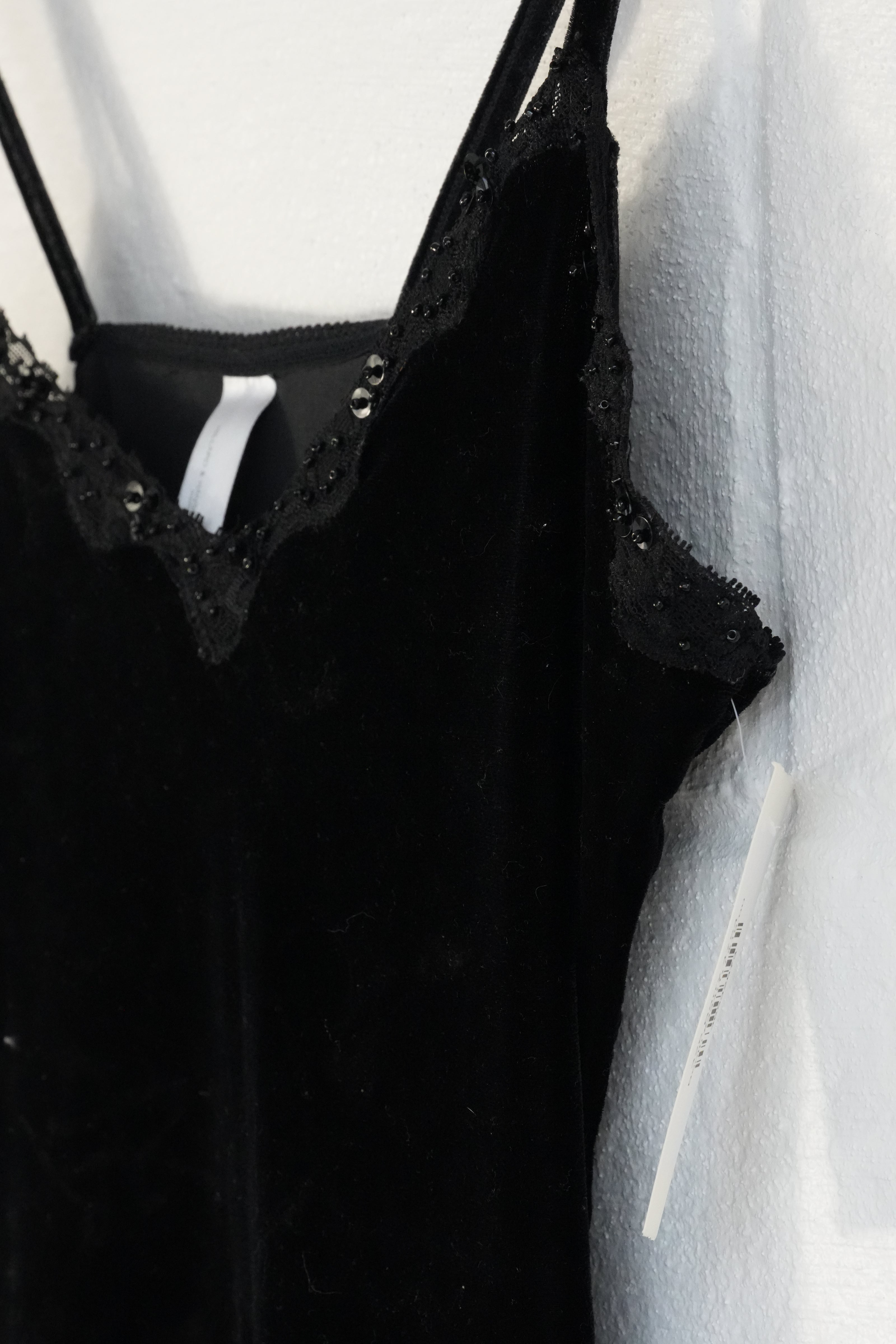 Hillard & Hanson Camisole Women Medium Black Velvet Lace Sequin Trim Strappy Top