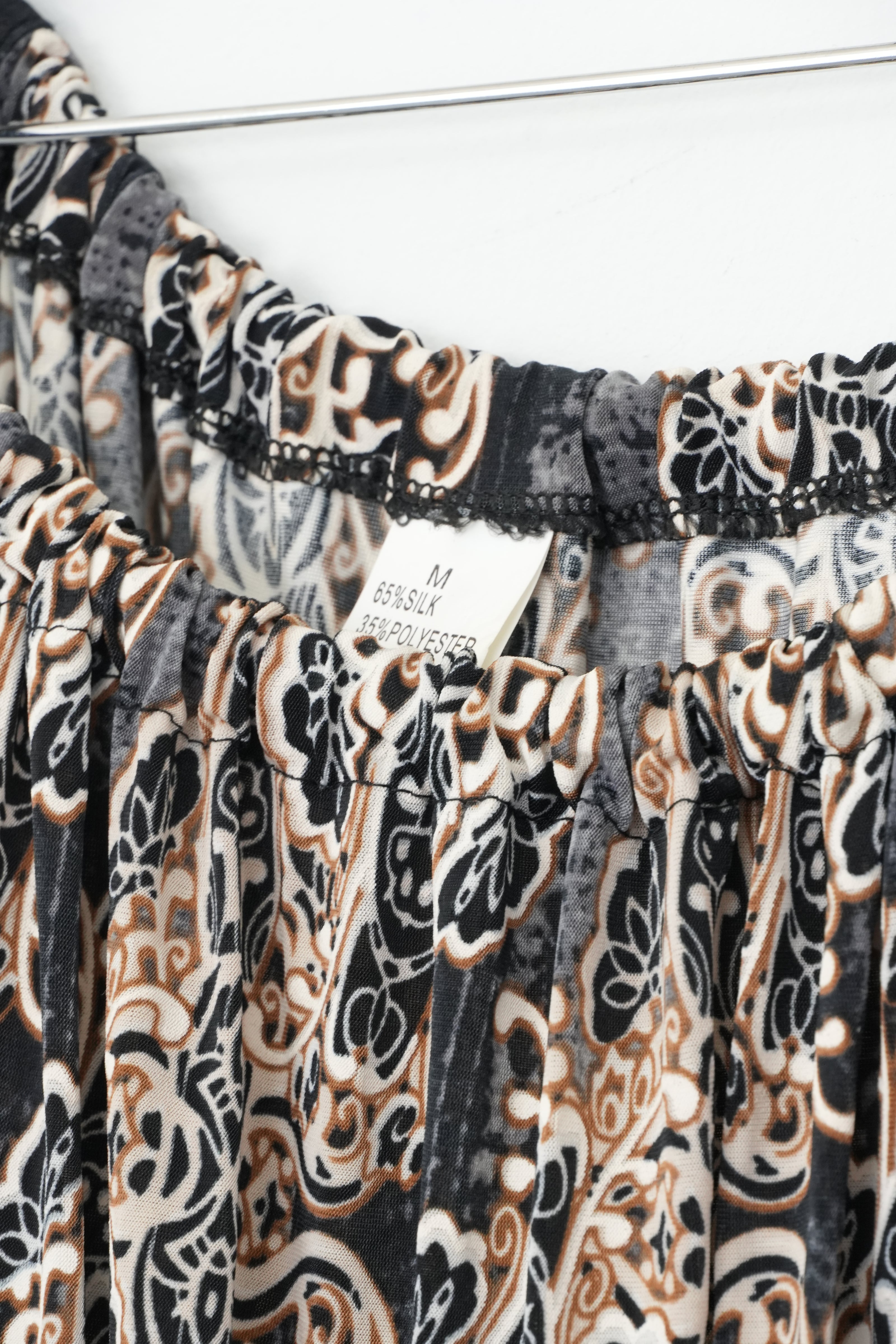 Romper Pants Jumper Women Medium Black Silk Blend Paisley Print Pocket