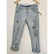 Guess Boyfriend Jeans Womens smallBlue Light Wash Distressed Cuffed Mid Rise