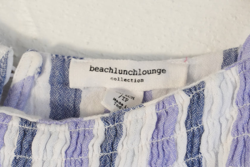 Beachlunchlounge Striped Sundress Women Extra Small Blue Lavender Ruffle Hem