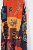 Abstract Print Maxi Dress Women Medium Orange Geometric Sleeveless