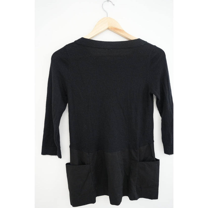 Moth Anthropologie Black Breeze Point Knit Blouse Size Small