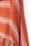 Entro Women Rust Terracotta Striped Babydoll Tunic Dress 3/4 Sleeve Large