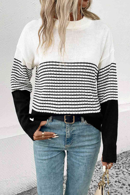 Striped Drop Shoulder Sweater (In-Store)