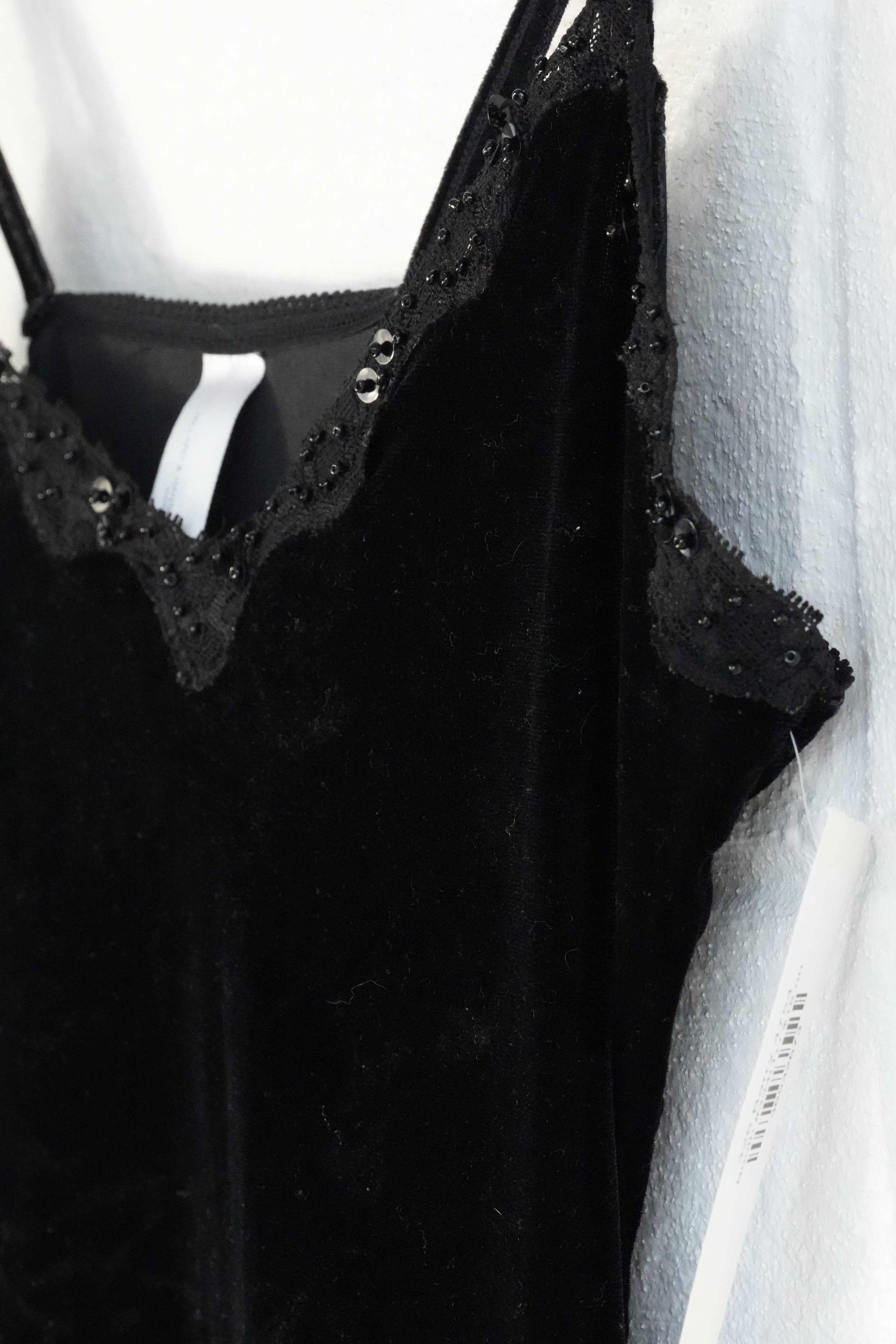 Hillard & Hanson Camisole Women Medium Black Velvet Lace Sequin Trim Strappy Top