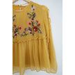 Zara Trafaluc Collection Mustard Yellow Embroidered Long Sleeve Blouse Size Medium