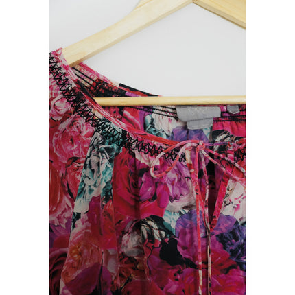 Vanessa Virginia 100% Silk Floral Blouse Size Medium