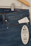 Scoop Crop Straight Jeans Women Size 14 Blue Embellished Rhinestone Stretch New