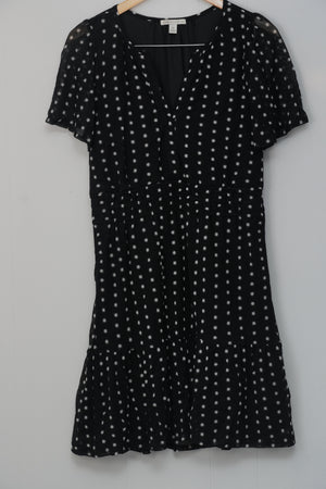 CATO Black and White Polka Dot A Line Midi Dress Size Medium