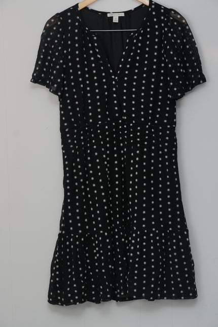 CATO Black and White Polka Dot A Line Midi Dress Size Medium