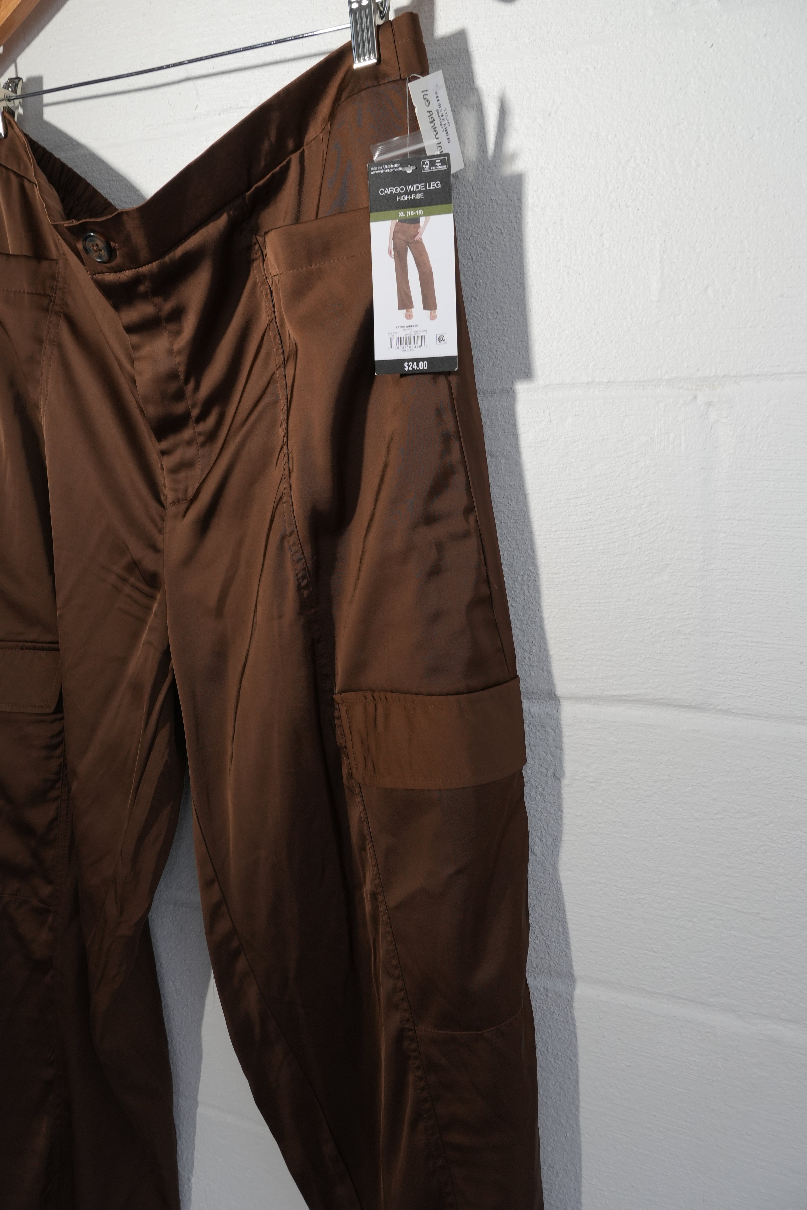 Sofia Jeans Cargo Wide Leg Pants Womens Extra Large Brown High Rise Satin