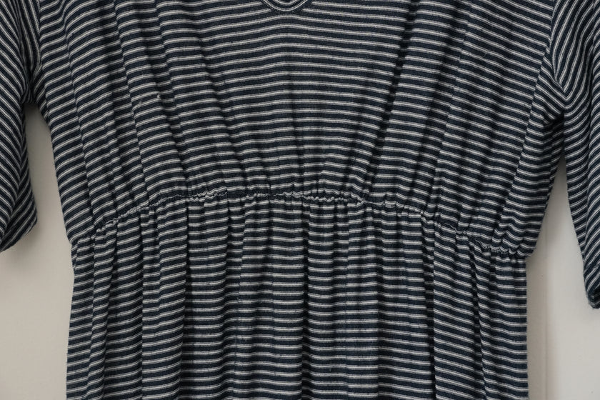 Blakeley Maxi Dress Women Small/Medium Dark Navy Blue Striped Ruffle V-Neck