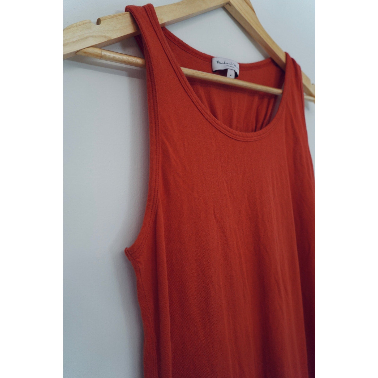 Michael Stars Tank Dress Women Medium Orange Red Sleeveless Racerback