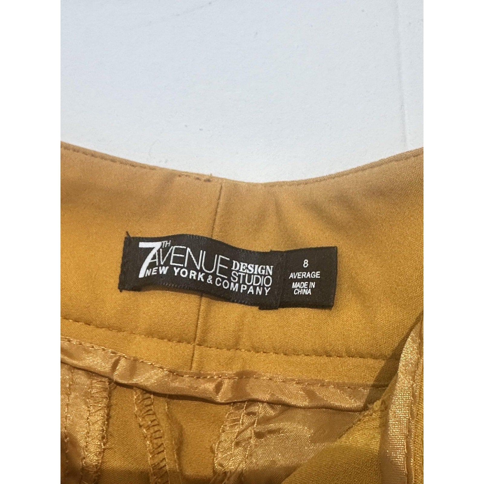 New York & Company 7th Avenue Dress Pants Womens 8 Yellow Straight Leg Work