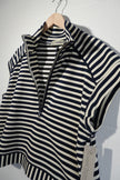 Callie Mac Striped Quarter Zip Vest Womens Large Navy White Sleeveless Top