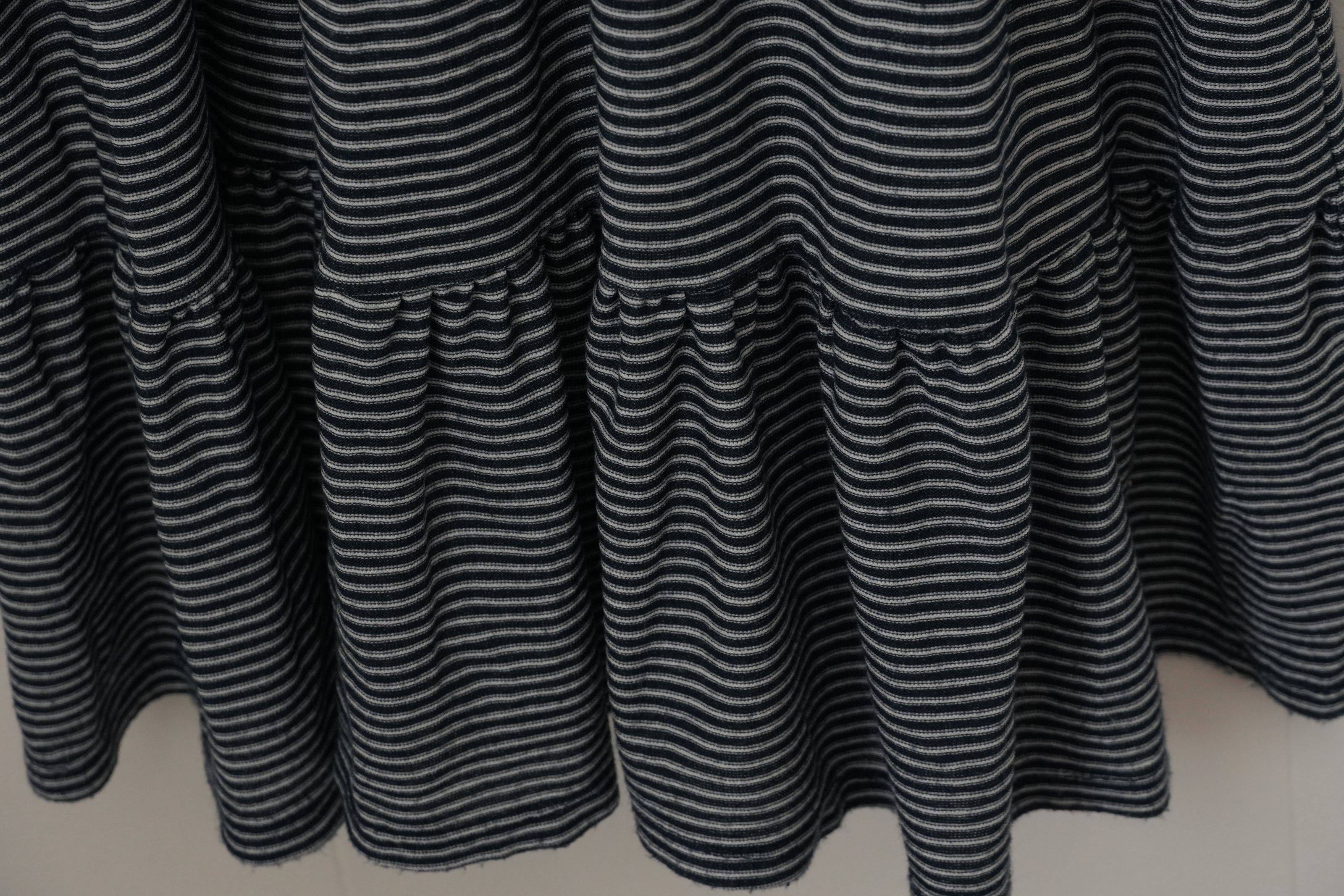 Blakeley Maxi Dress Women Small/Medium Dark Navy Blue Striped Ruffle V-Neck