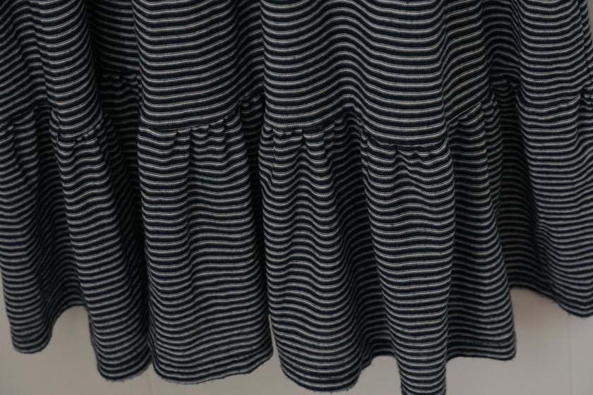 Blakeley Maxi Dress Women Small/Medium Dark Navy Blue Striped Ruffle V-Neck
