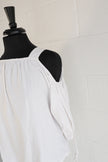 Madewell Womens XS White Cold Shoulder Tie Sleeve Blouse Square Neck Top