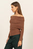 Fuzzy Off Shoulder Textured Knit Top