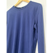 Solid Blue Long Sleeve Shirt Women's Medium Crew Neck Basic Tee Layering Top