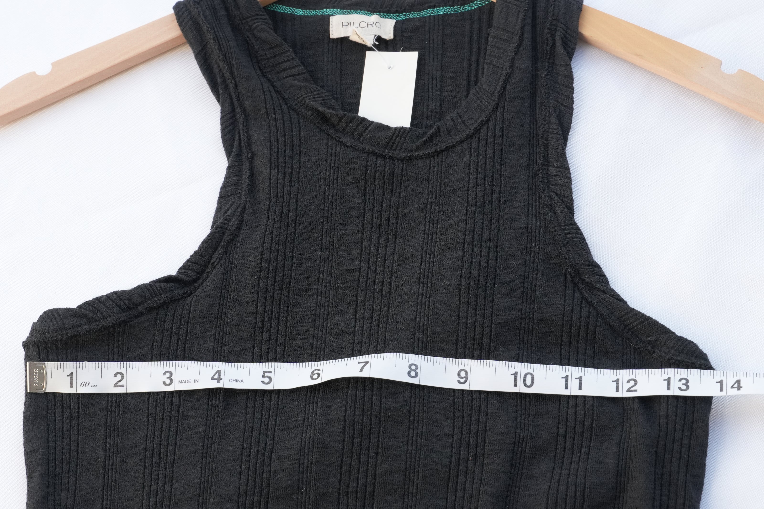 Pilcro Tank Top Women Medium Black Ribbed Knit Racerback Sleeveless Crew Neck