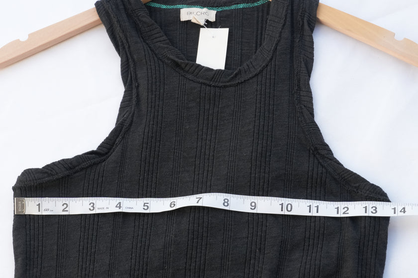 Pilcro Tank Top Women Medium Black Ribbed Knit Racerback Sleeveless Crew Neck
