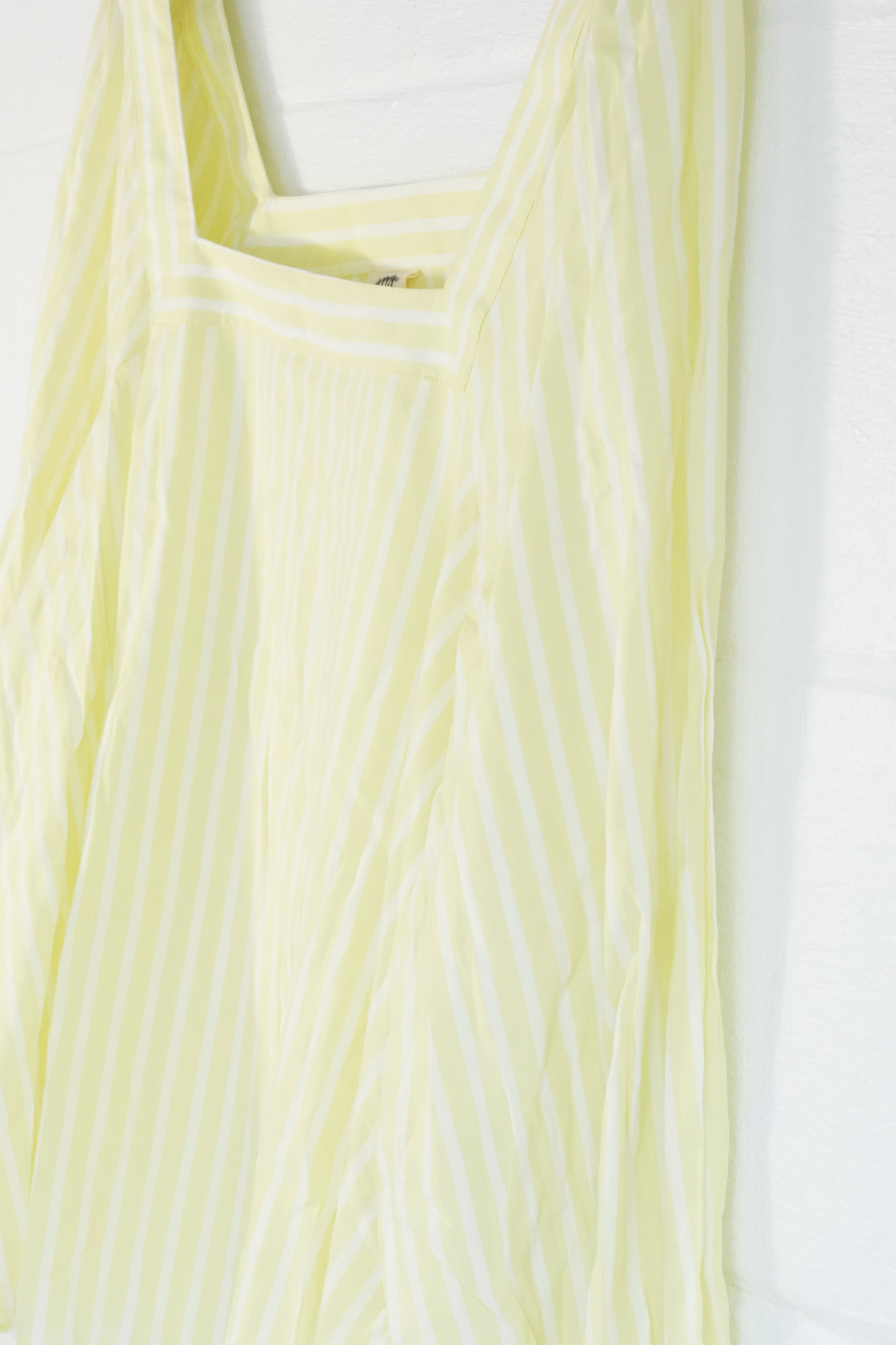 a.n.a Blouse Women Extra Large Yellow Striped Square Neck Long Sleeve Top