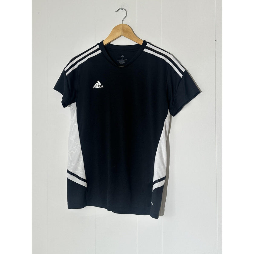 Adidas Set Womens Large Black V Neck Soccer Jersey 3 Stripe Aeroready Athletic