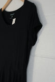 Cynthia Rowley Black Fit and Flare Short Sleeve Scoop Neck Midi Dress Womens M