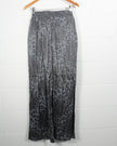 New Roni Wide Leg Pants Women Extra Large Gray Leopard Print Metallic Elastic