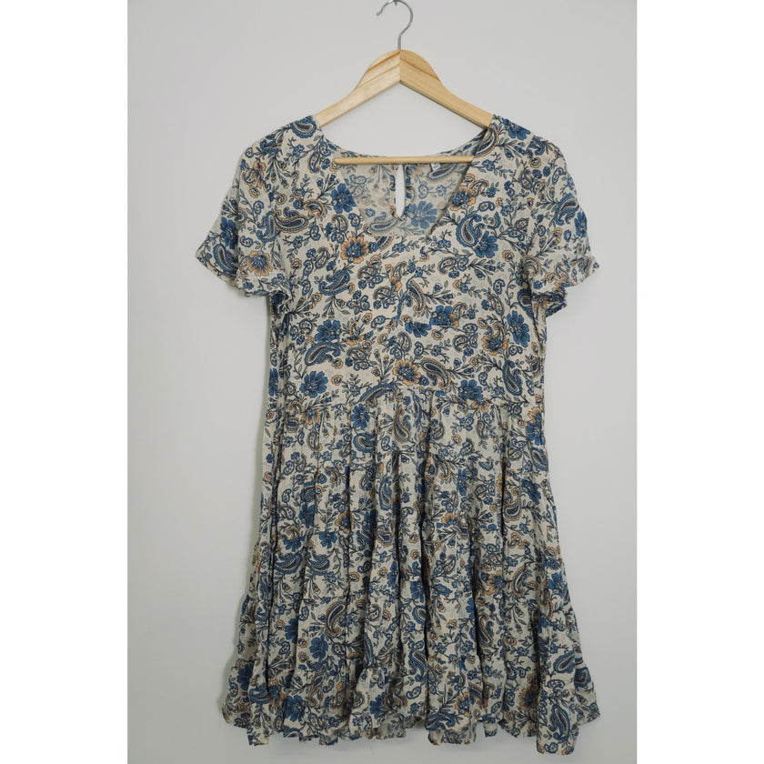 Patrons of Peace Blue and Yellow Paisley Dress Size Medium