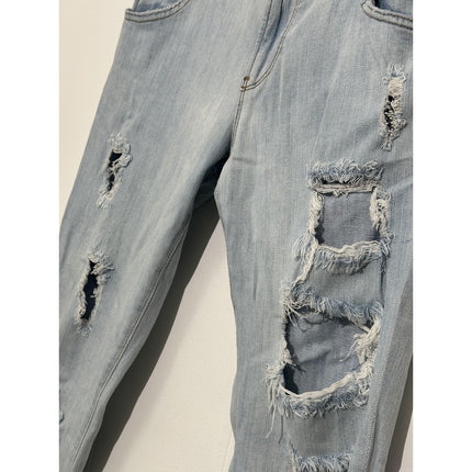 Guess Boyfriend Jeans Womens smallBlue Light Wash Distressed Cuffed Mid Rise