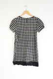 Bizz Princess Shift Mini Dress Women Medium Black White Geometric Embroidered Cotton