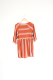 Entro Women Rust Terracotta Striped Babydoll Tunic Dress 3/4 Sleeve Large