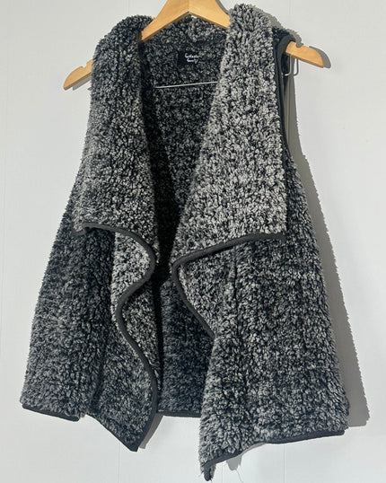 Fantastic Fawn Black Sherpa Sleeveless Size Large Cardigan