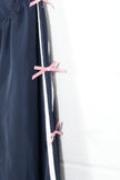 BIBI Track Pants Women Extra Large Navy Blue Pink Bow Side Stripe Joggers