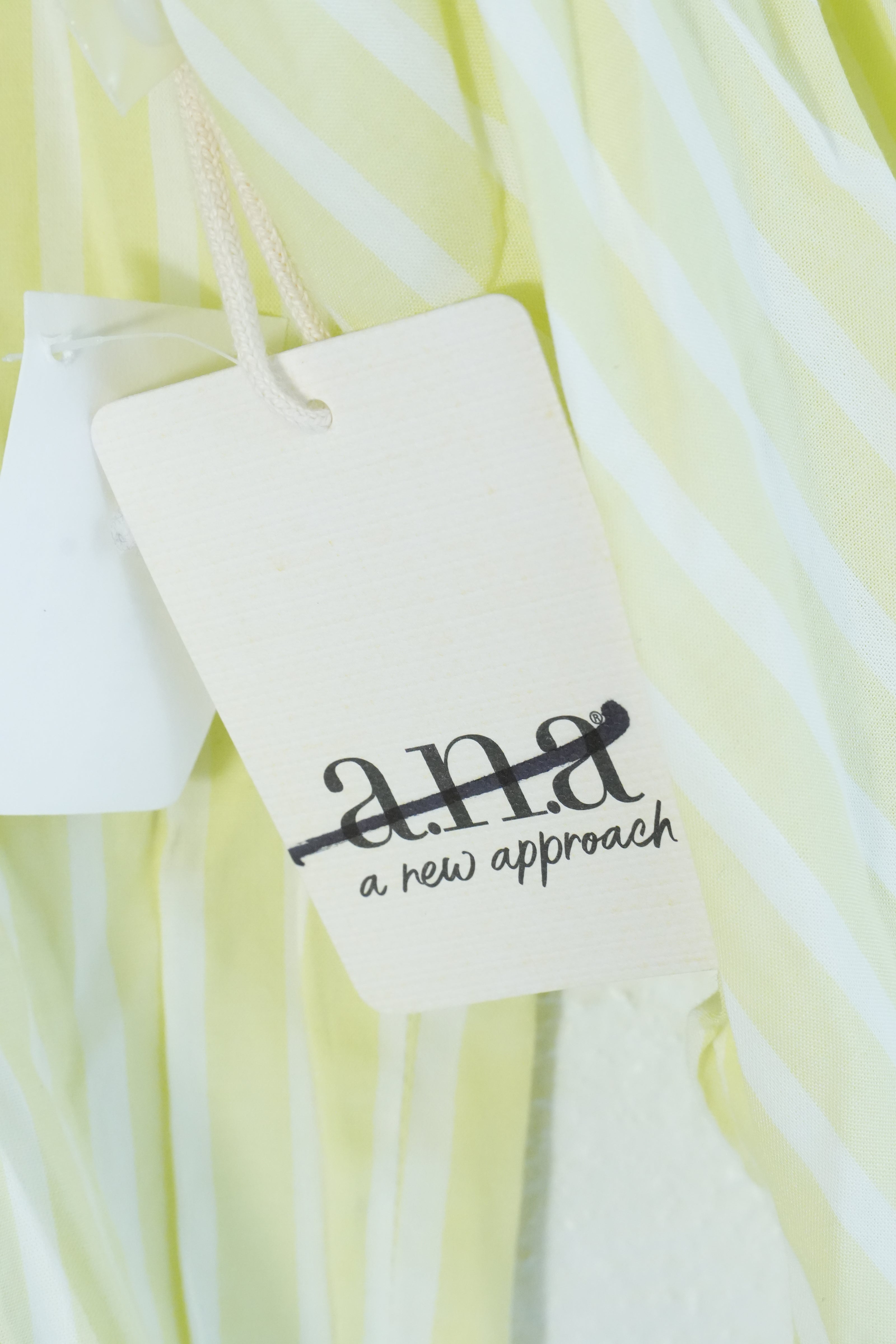 a.n.a Blouse Women Extra Large Yellow Striped Square Neck Long Sleeve Top