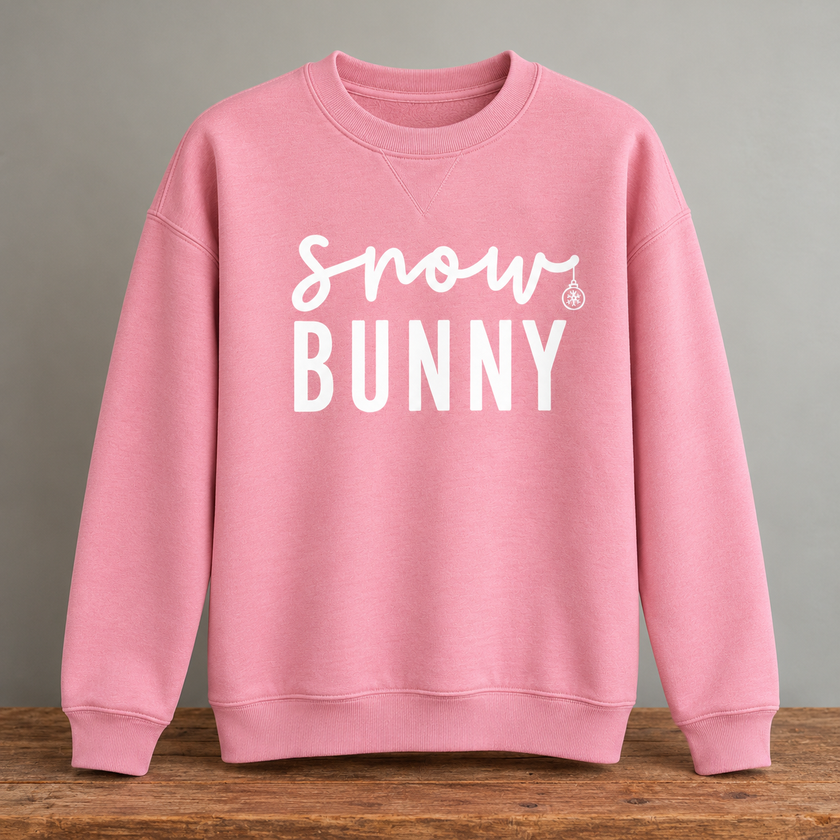 Pink and White Snow Bunny Sweater