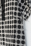 Bizz Princess Shift Mini Dress Women Medium Black White Geometric Embroidered Cotton