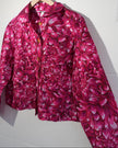 Kika Vargas Jacket Women Medium Pink Floral Chrysanthemum Button Front Cropped