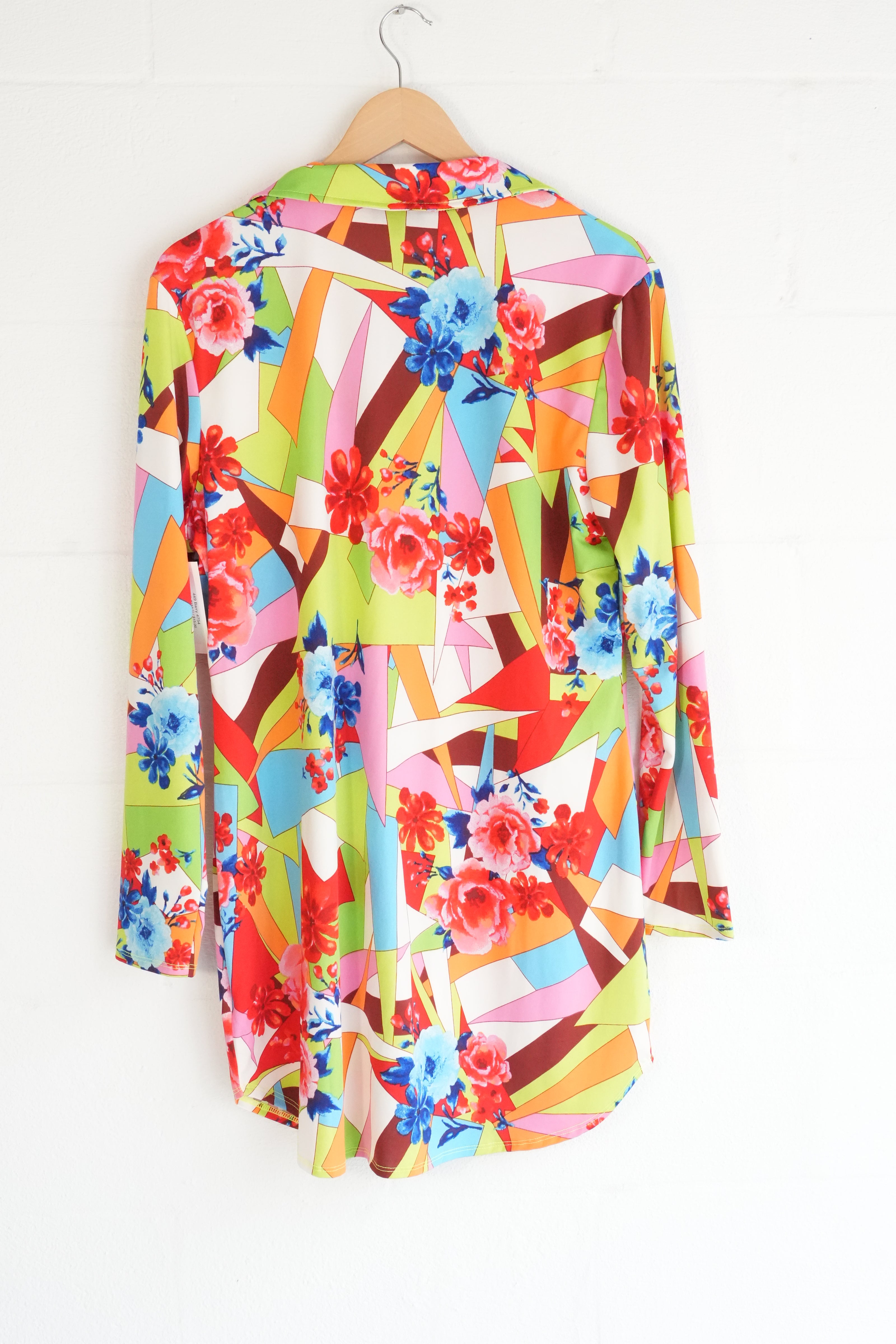 Julia by Love J Button Up Shirt Womens 1X Multicolor Geometric Long Sleeve