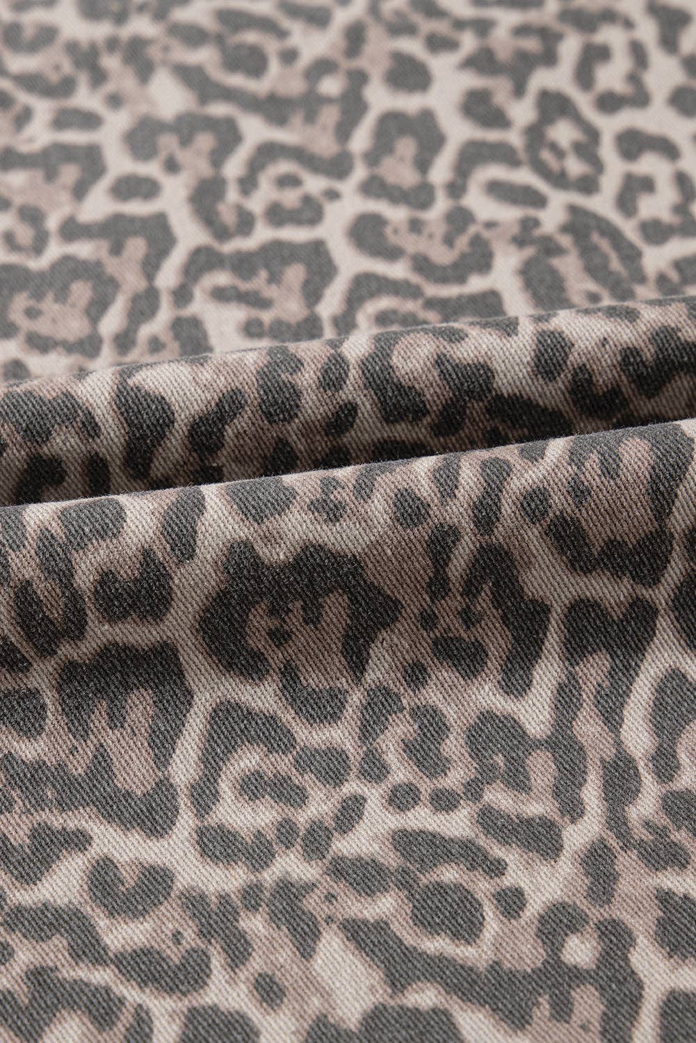 Brown Leopard Frayed Edge Wide Leg High Waist Jeans